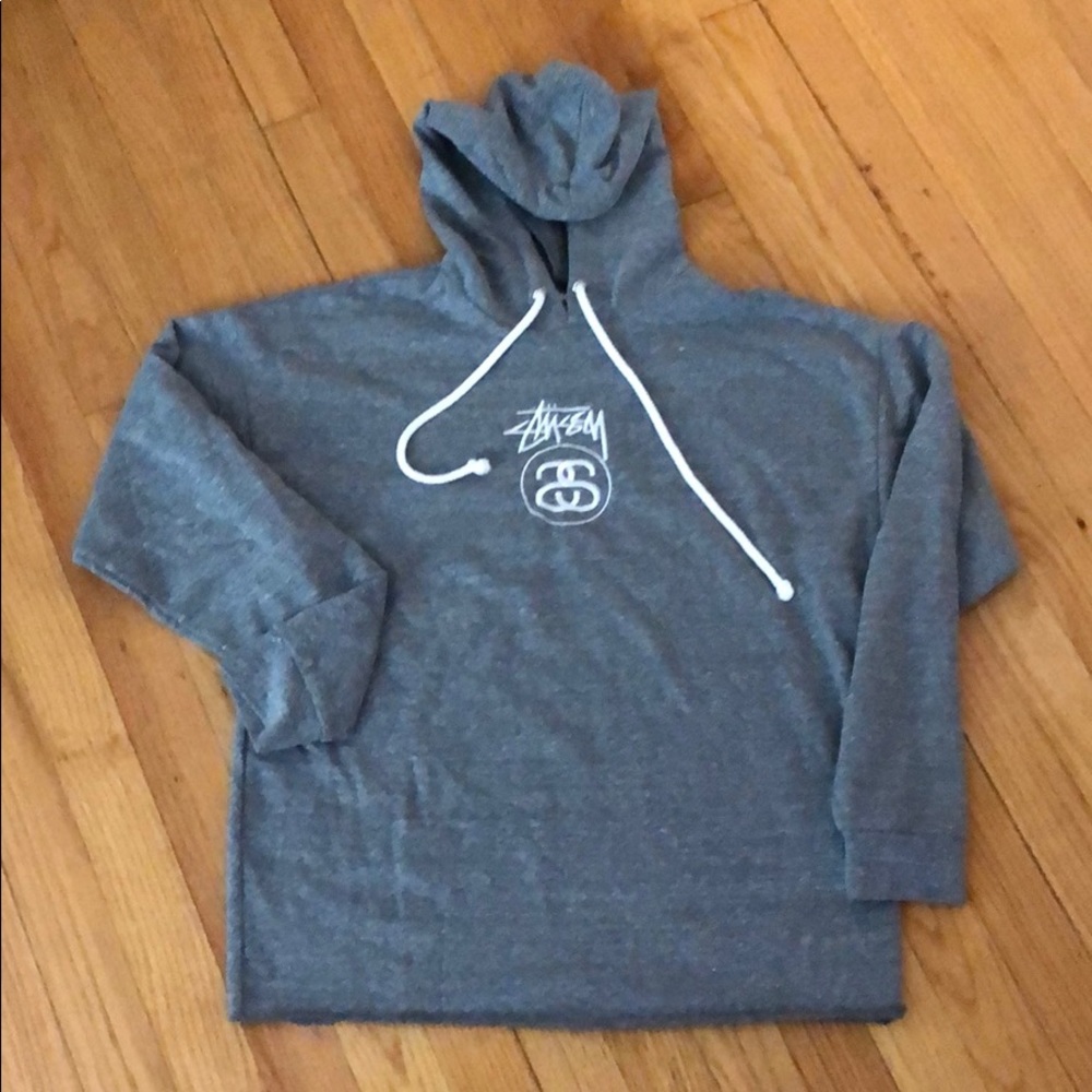 Stussy Logo Hoodie - Heather grey - Small